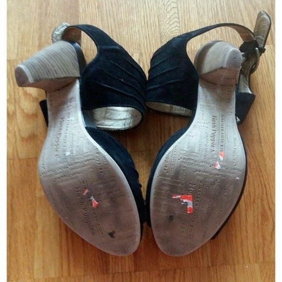 Hush Puppies suede comfy strappy black open toe sandals heels shoes - Picture 11 of 13